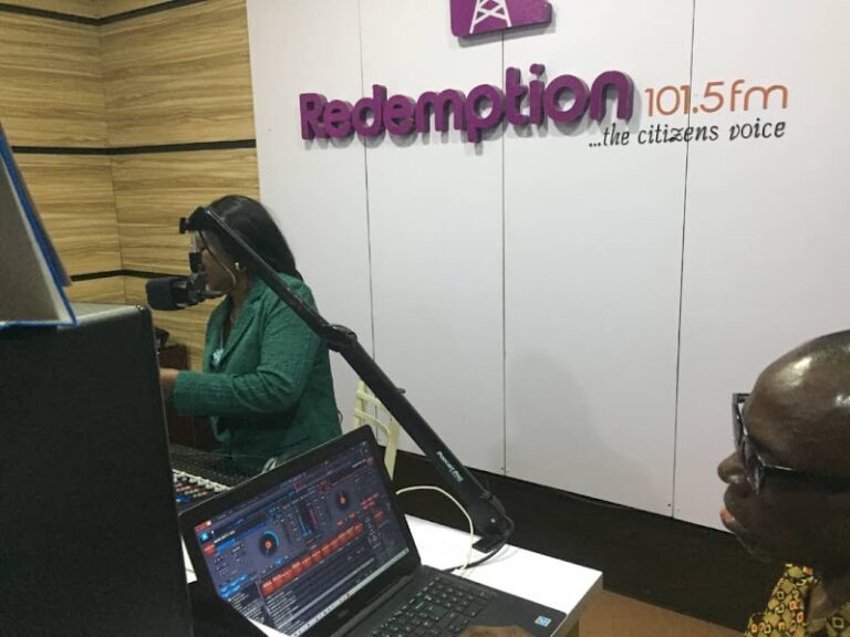 A presenter on air at Redemption 101.5 FM