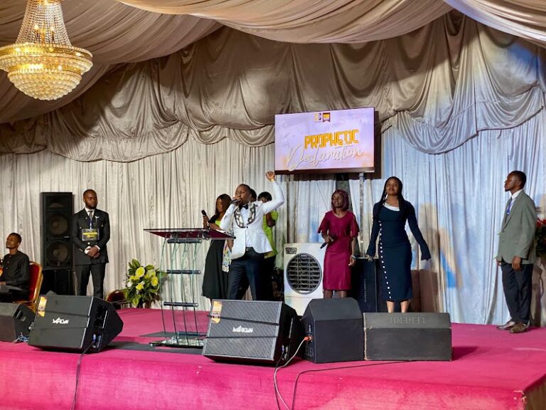 The stage at an HTWC welfare outreach